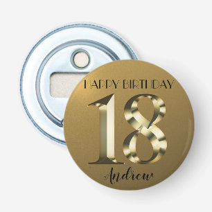 Metallic golden 18th birthday bottle opener
