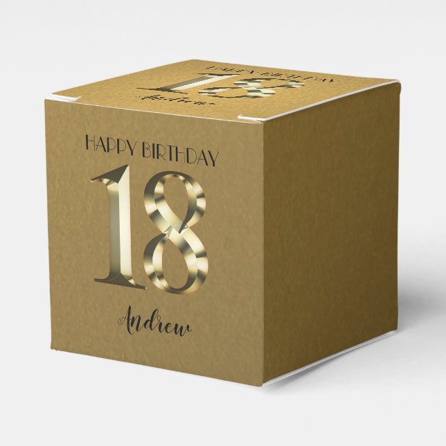 Metallic golden 18th birthday favour box (Front Side)