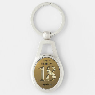 Metallic golden 18th birthday key ring