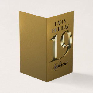 Metallic golden 19th birthday