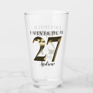 Metallic golden 27th birthday glass