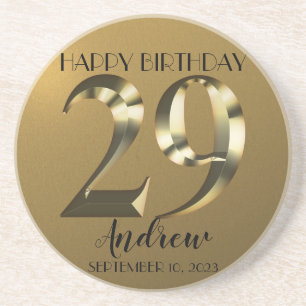 Metallic golden 29th birthday coaster