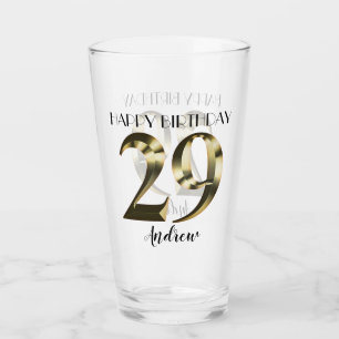 Metallic golden 29th birthday glass