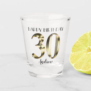 Metallic golden 30th birthday shot glass