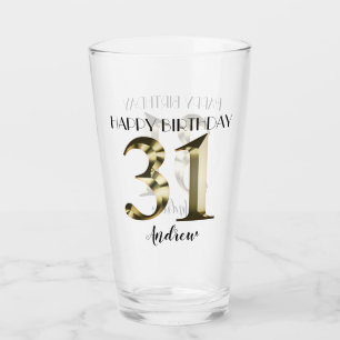 Metallic golden 31th birthday glass