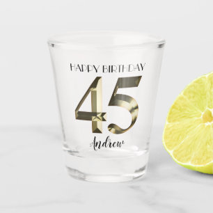 Metallic golden 45th birthday shot glass