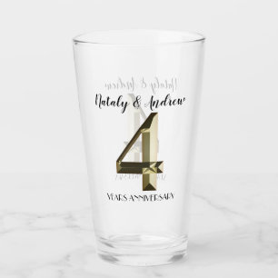 Metallic golden 4th Wedding Anniversary Glass
