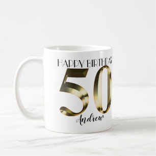 Metallic golden 50th birthday coffee mug
