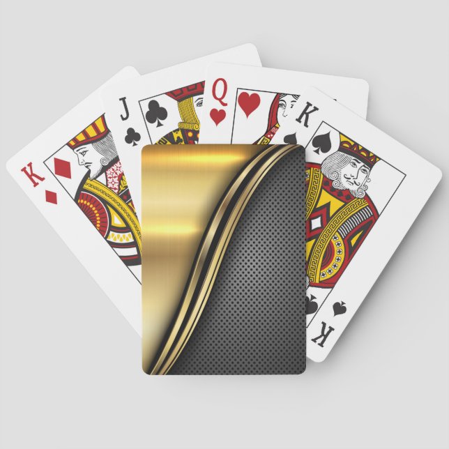Metallic Golden Dark Wave Playing Cards (Back)