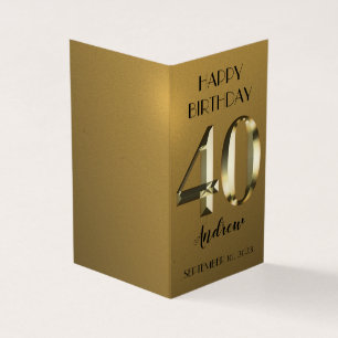 Metallic golden foil 40th birthday card