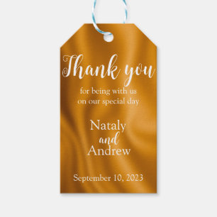 Metallic golden foil thank you gift tags