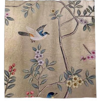 Metallic Golden Garden Chinoiserie with Song Birds