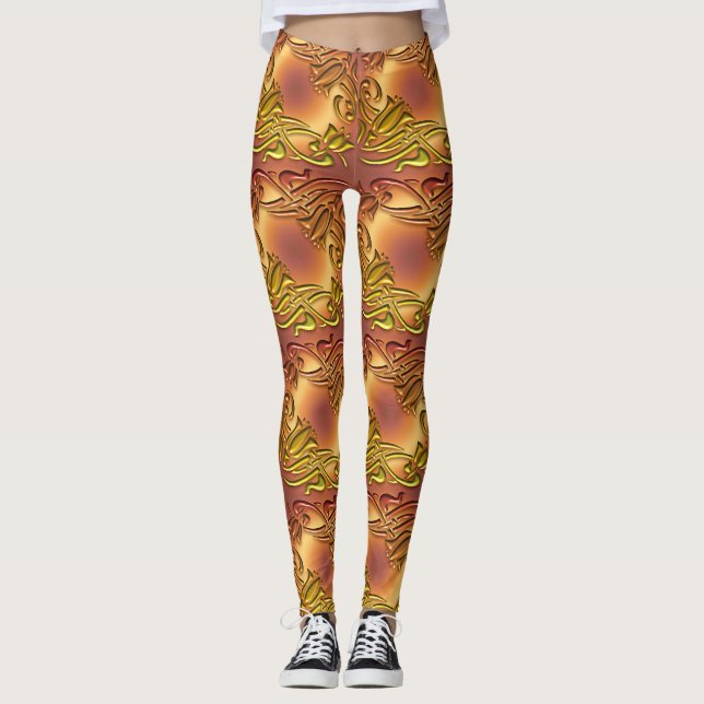 metallic golden pattern leggings (Front)
