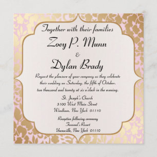 Metallic Golden Rose Pink Wedding Invitation
