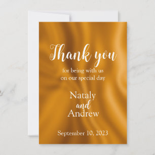 Metallic golden silk thank you card
