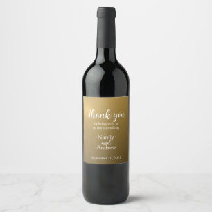 Metallic golden thank you wine label