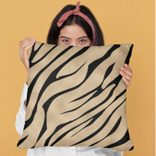 Metallic Golden Zebra Pattern Cushion