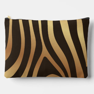 Metallic Golden Zebra Stripes Pattern Accessory Pouch