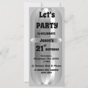Metallic Gray 21st Birthday Invitation