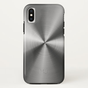 Metallic Gray Faux Stainless Steel Look iPhone X Case