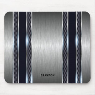 Metallic gray industrial geometric texture mouse mat