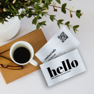 Metallic Gray Texture Simple Hello Business Card
