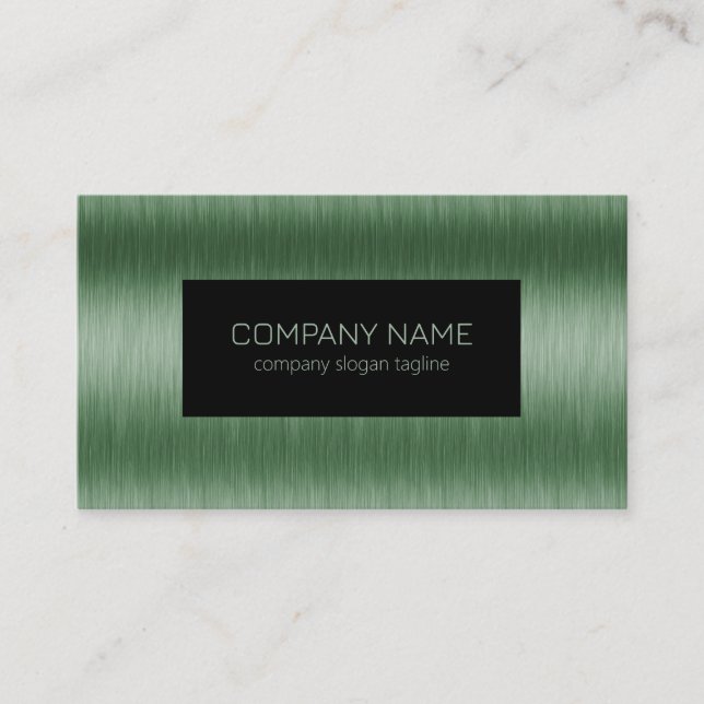Metallic Green Brushed Aluminium Texture Look Business Card (Front)