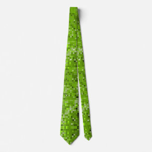 Metallic Green Sequins Look Disco Mirrors Bling Tie