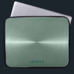 Metallic Green Stainless Steel Look Laptop Sleeve<br><div class="desc">Elegant metallic green background,  shiny stainless steel look.</div>