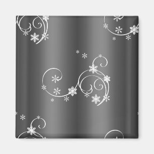 Metallic Grey Christmas Magnet