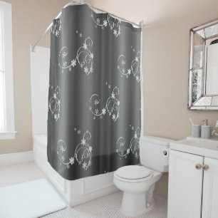 Metallic Grey Christmas Shower Curtain