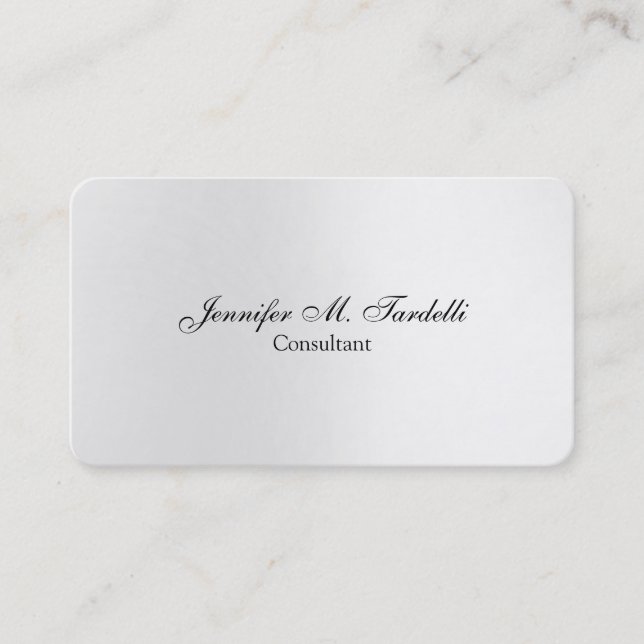 Metallic Grey Minimalist Professional Plain Business Card (Front)