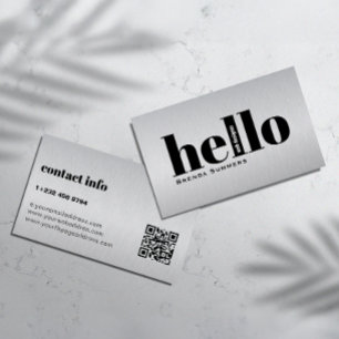 Metallic Grey Texture Pasonalized Black Typography Business Card