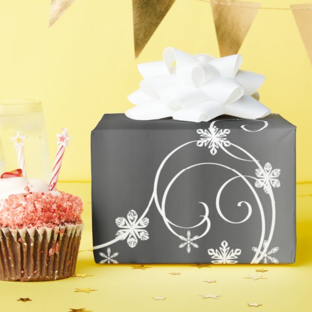 Metallic Grey, White Swirls Christmas Wrapping Paper (Creator Uploaded)