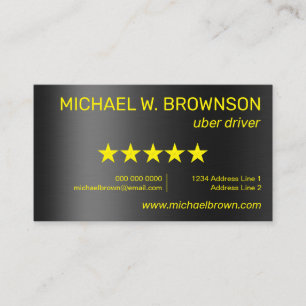 Metallic Grey Yellow Modern Minimal Driver Business Card