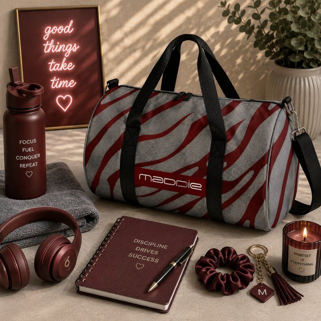 Metallic Grey Zebra Stripes Pattern  Duffle Bag (Creator Uploaded)