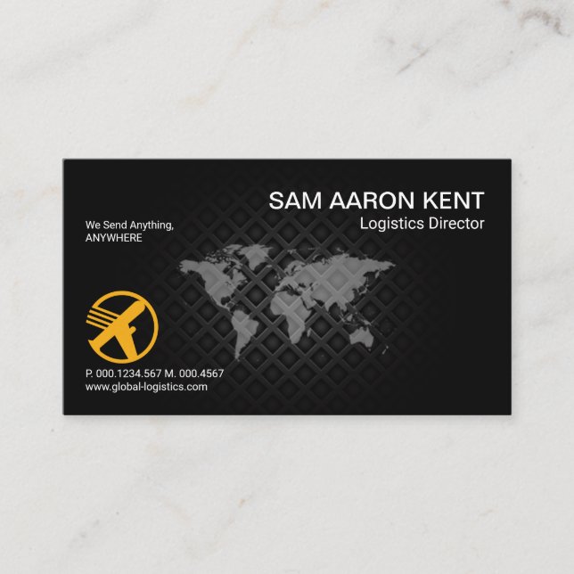 Metallic Grill Grey Globe Logistics Business Card (Front)