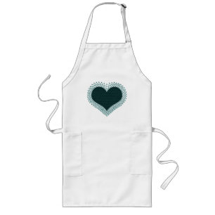 Metallic Heart Apron, Teal Long Apron