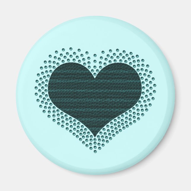 Metallic Heart Magnet, Teal Magnet (Front)