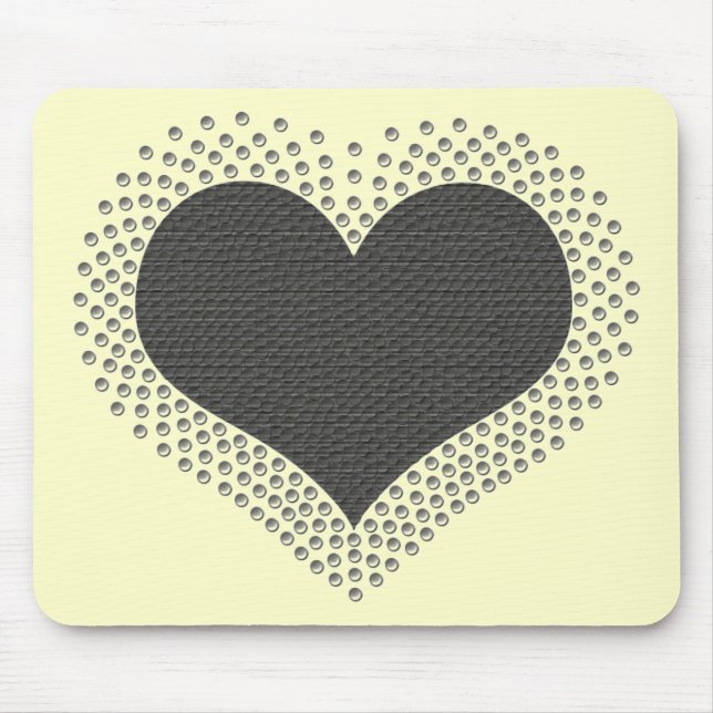 Metallic Heart Mousepad, Grey Mouse Mat (Front)