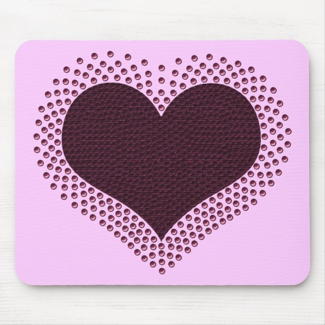 Metallic Heart Mousepad, Purple Mouse Mat (Front)