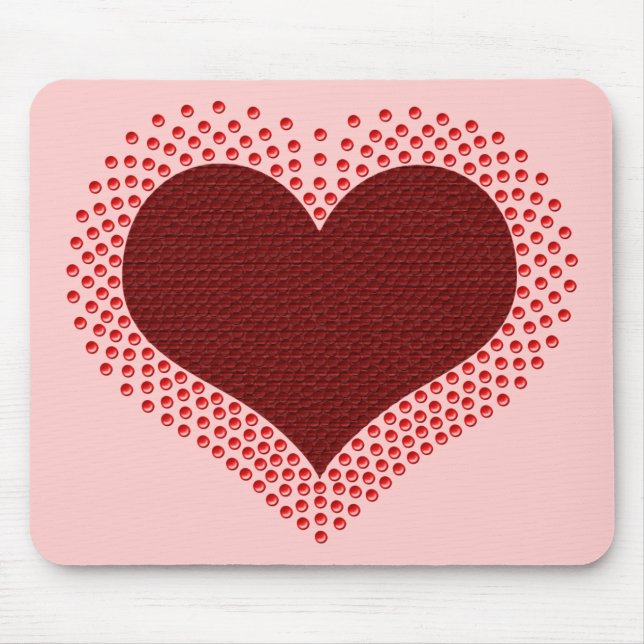 Metallic Heart Mousepad, Red Mouse Mat (Front)