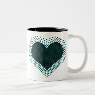 Metallic Heart Mug, Teal Two-Tone Coffee Mug