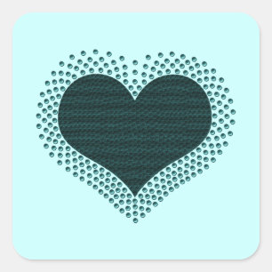 Metallic Heart Square Stickers, Teal Sticker