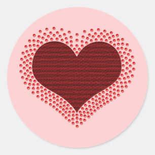 Metallic Heart Stickers, Red Classic Round Sticker