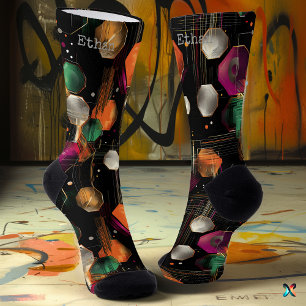 Metallic Hexagon with Emerald Green, Gold, Magenta Socks