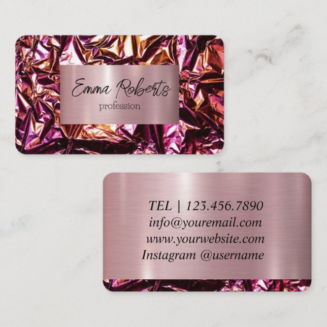 Metallic Holographic Pink Business Card (Front/Back)