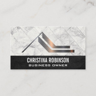 Metallic Home Logo   White Marble Tiles Business Card