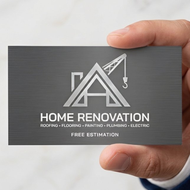 Metallic Home Renovation Structural Contractor Business Card (Creator Uploaded)
