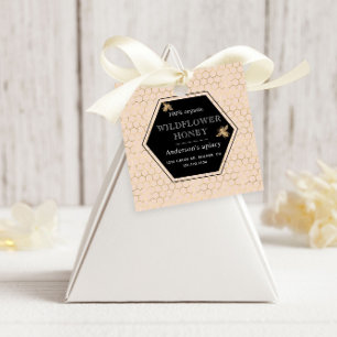 Metallic Honeycomb Gold Monogram Honey Jar Favour Tags
